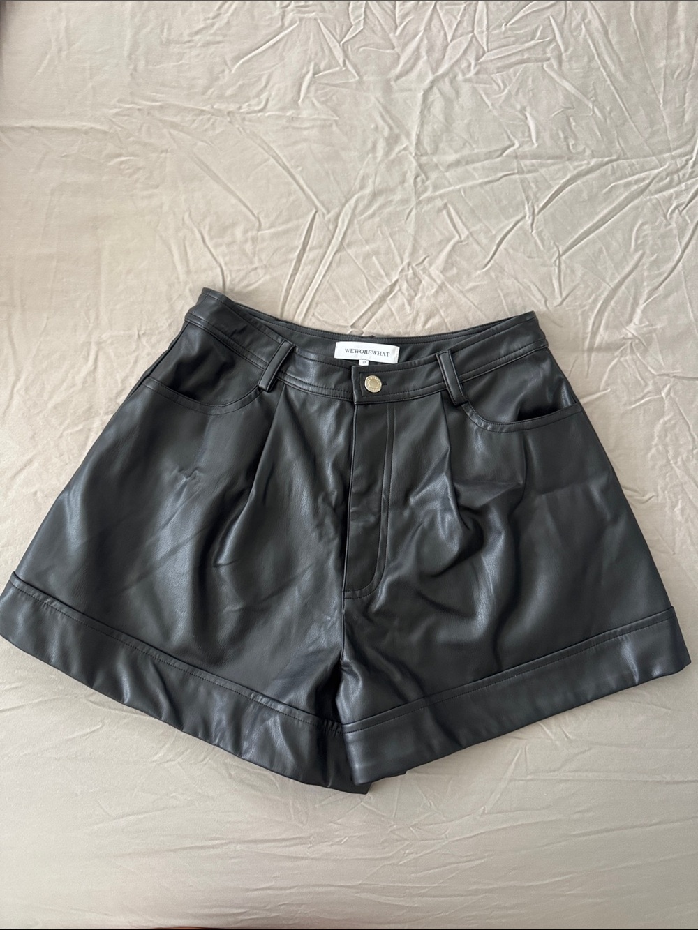 Willow & Clay Black High-Waist Vegan Leather Shorts
